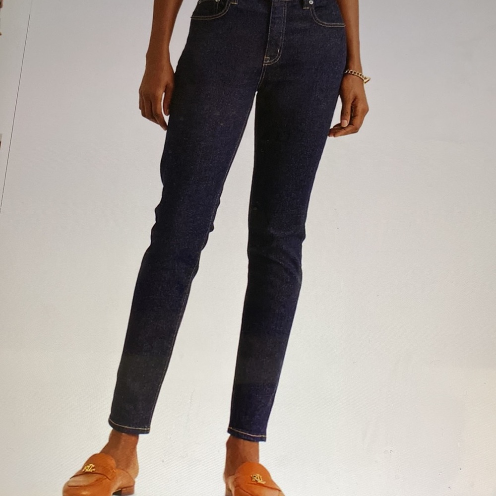 Lauren Ralph Lauren High-Rise Permier Dark Wash Jeans Sz 12 - Picture 2 of 11
